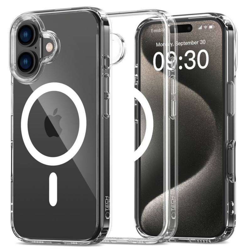 Tech-Protect Flexair Hybrid MagSafe dėklas, skirtas Apple iPhone 16 Plus, permatomas