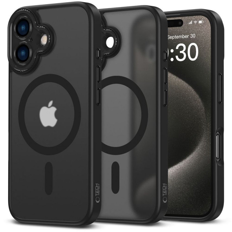 Tech-Protect MagCam MagSafe dėklas Apple iPhone 16, matinis juodas