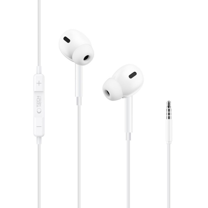 Tech-Protect Ultraboost Core G3 Mini Jack 3.5 mm laidiniai ausinukai, balti