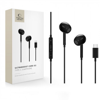 Tech-Protect Ultraboost Core G2 USB-C laidiniai ausinukai, juodi