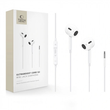 Tech-Protect Ultraboost Core G2 Mini Jack 3.5 mm laidiniai ausinukai, balti