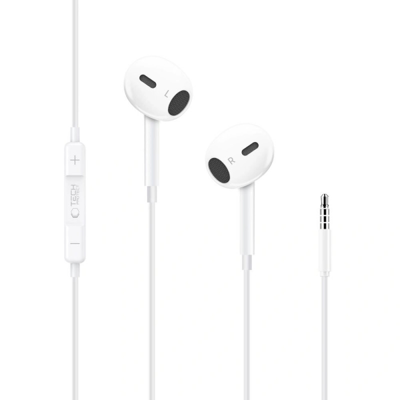 Tech-Protect Ultraboost Core G2 Mini Jack 3.5 mm laidiniai ausinukai, balti