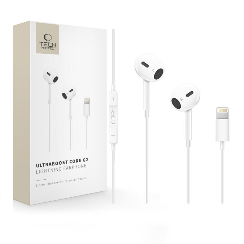 Tech-Protect Ultraboost Core G2 Lightning laidiniai ausinukai, balti (THP4681)