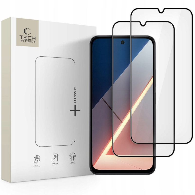 Tech-Protect Glass Fit+ grūdintas stiklas, skirtas Xiaomi Poco M7, juodas (2 vnt.)