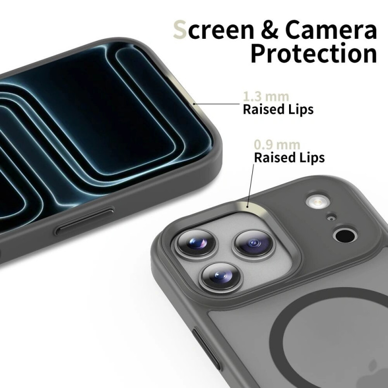 Tech-Protect Magmat MagSafe dėklas, skirtas Apple iPhone 17 Pro Max, matinis kreidinis pilkas