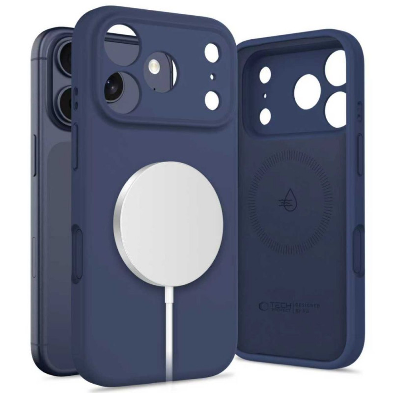 Tech-Protect silikoninis MagSafe dėklas skirtas Apple iPhone 17 Pro, Deep Blue