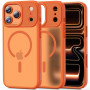 Tech-Protect Magmat MagSafe dėklas, skirtas Apple iPhone 17 Pro Max, matinės kosminės oranžinės spalvos