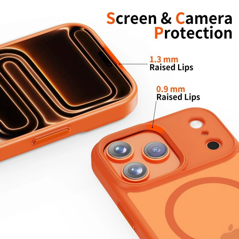 Tech-Protect Magmat MagSafe dėklas, skirtas Apple iPhone 17 Pro Max, matinės kosminės oranžinės spalvos