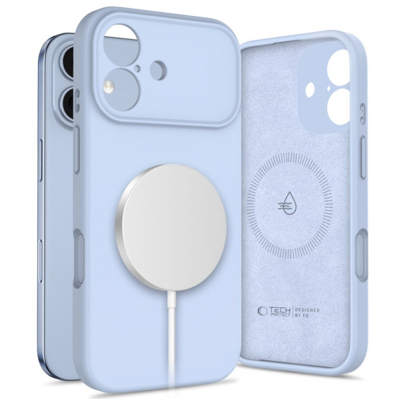 Tech-Protect silikoninis MagSafe dėklas, skirtas Apple iPhone 17, Mist Blue