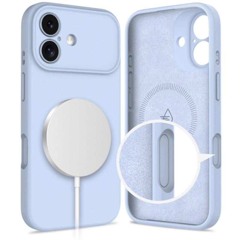 Tech-Protect silikoninis MagSafe dėklas, skirtas Apple iPhone 17, Mist Blue