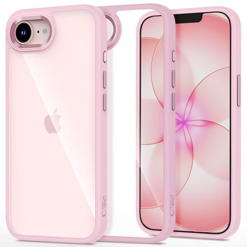 Tech-Protect Magmat dėklas, skirtas Apple iPhone 16e / 17e, Soft Pink/clear