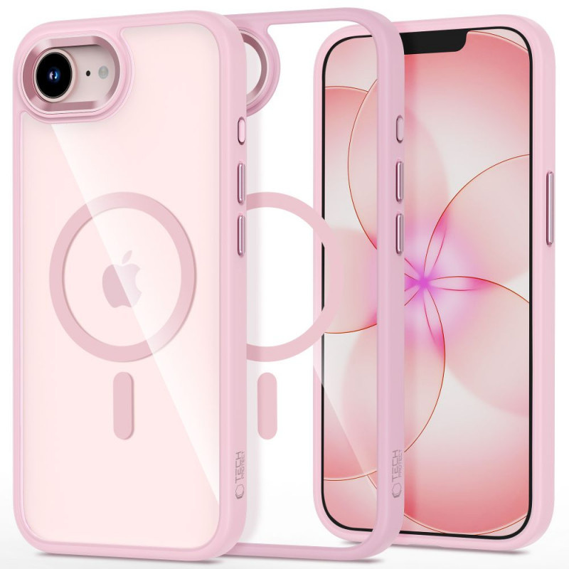 Tech-Protect Magmat MagSafe dėklas, skirtas Apple iPhone 16e / 17e, Soft Pink/clear