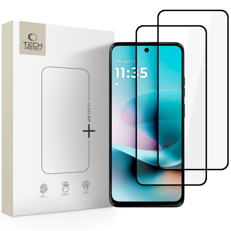 Tech-Protect Glass Fit+ grūdintas stiklas, skirtas Motorola Moto G57 / G57 Power / G67 Power (2 vnt.), juodas