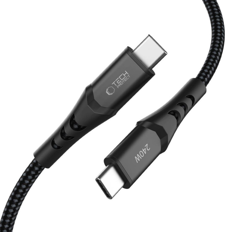 Tech-Protect Ultraboost UB11T USB-C–USB-C kabelis PD 240W, 100 cm, juodas