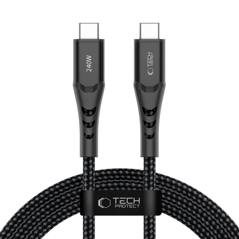 Tech-Protect Ultraboost UB11T USB-C–USB-C kabelis PD 240W, 200 cm, juodas