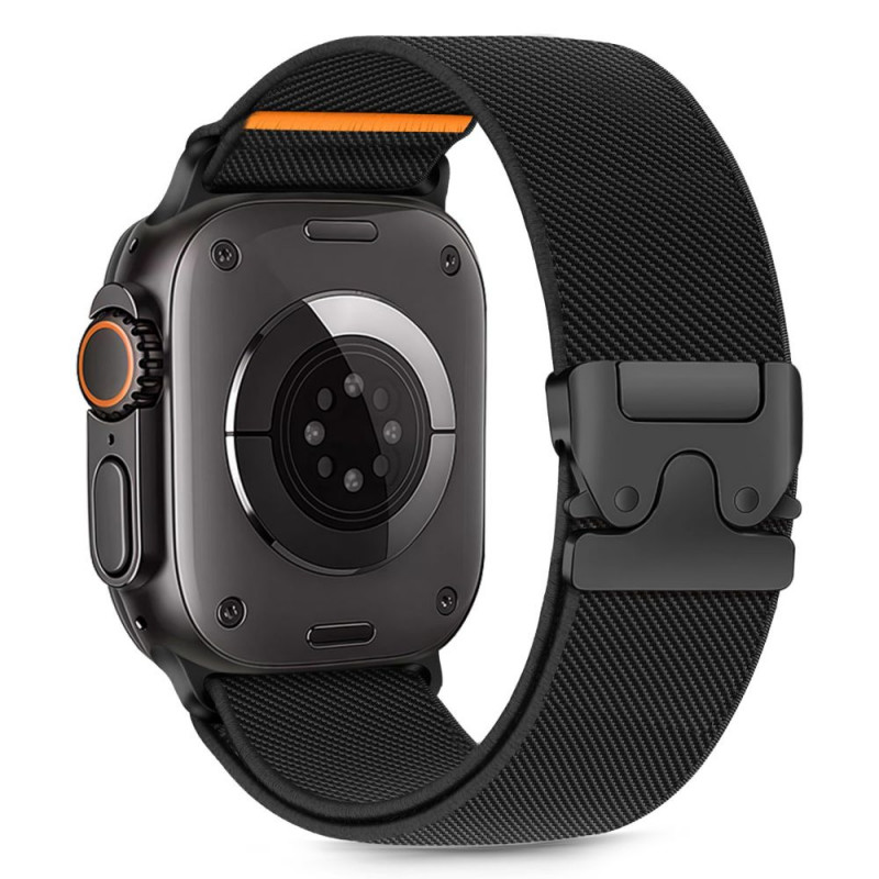 Tech-Protect nailono užsegimo laikrodžio dirželis, skirtas Apple Watch 6 / 7 / 8 / 9 / 10 / SE / Ultra 1 / 2 44/45/46/49 mm, juodas