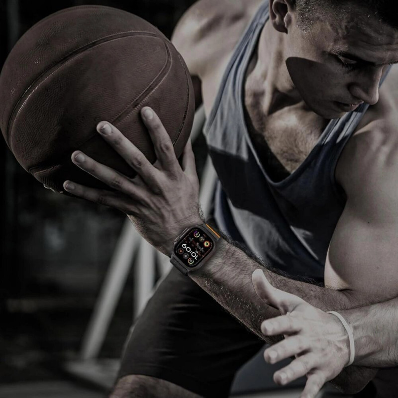 Tech-Protect nailono užsegimo laikrodžio dirželis, skirtas Apple Watch 6 / 7 / 8 / 9 / 10 / SE / Ultra 1 / 2 44/45/46/49 mm, juodas