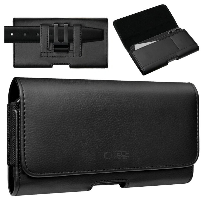 Tech-Protect SM80 THP4794 universali telefono dėklų su sagtimi 5,8–6,8 colių išmaniesiems telefonams, juoda
