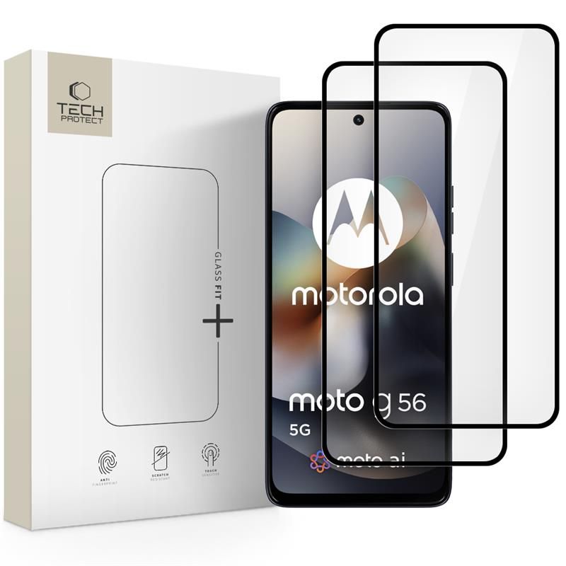 Tech-Protect Glass Fit+ grūdintas stiklas, skirtas Motorola Moto G56 5G (2 vnt.), juodas