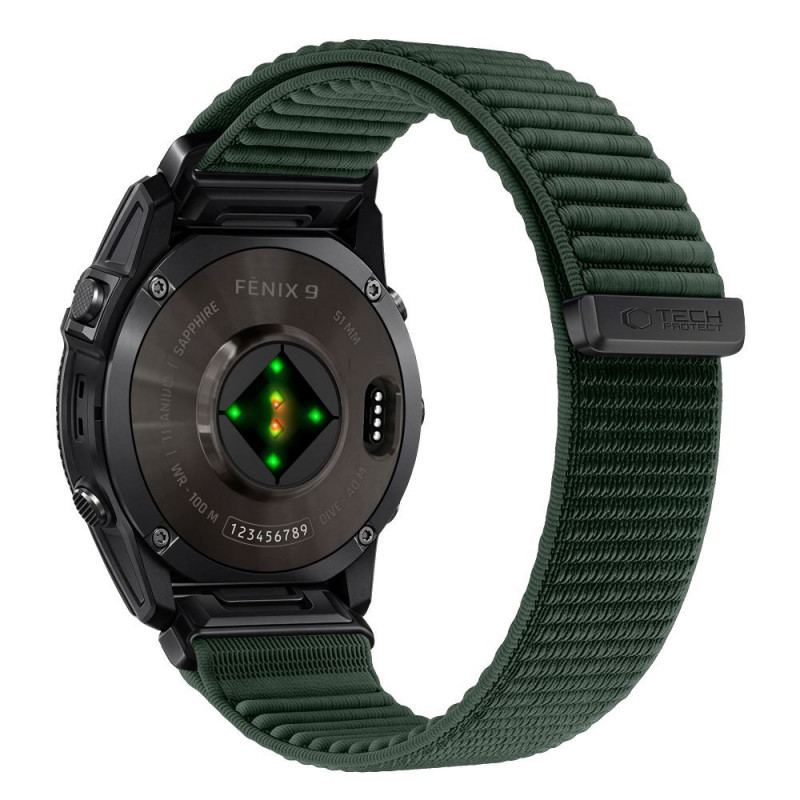 Tech-Protect NylonLoop Garmin Fenix 5X / 5X Plus / 6X / 6X Pro / 7X / 8 / 8 Pro / 9 / 9 Pro laikrodžio apyrankė (51 mm), Military Green