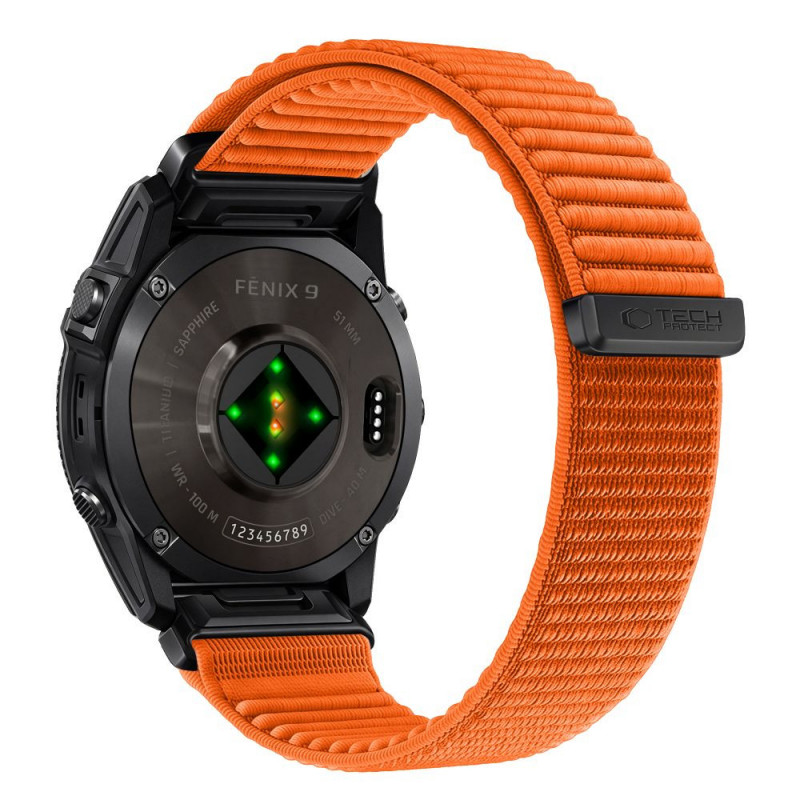 Tech-Protect NylonLoop Garmin Fenix 5X / 5X Plus / 6X / 6X Pro / 7X / 8 / 8 Pro / 9 / 9 Pro laikrodžio apyrankė (51 mm), Signal Orange
