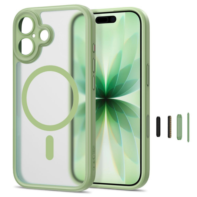 Tech-Protect MagPeak MagSafe CC dėklas, skirtas Apple iPhone 17, matinė šalavijo spalva