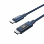 Choetech XCC-1068 PD 60W USB-C–USB-C kabelis su ekranu, 1,2 m, mėlynas