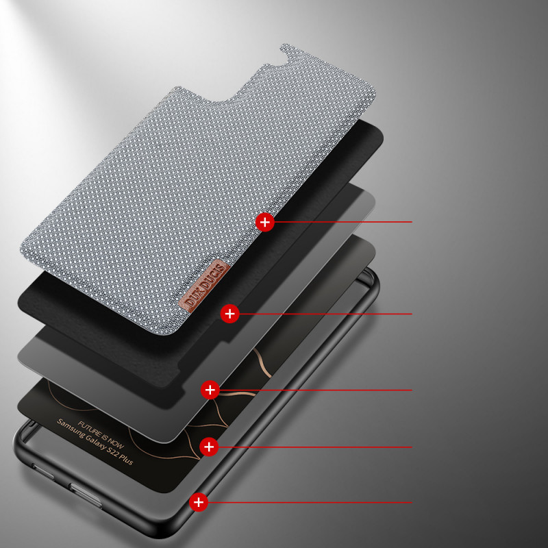 Dux Ducis Fino nailono dėklas, skirtas Samsung Galaxy S22+ (S22 Plus), mėlynas