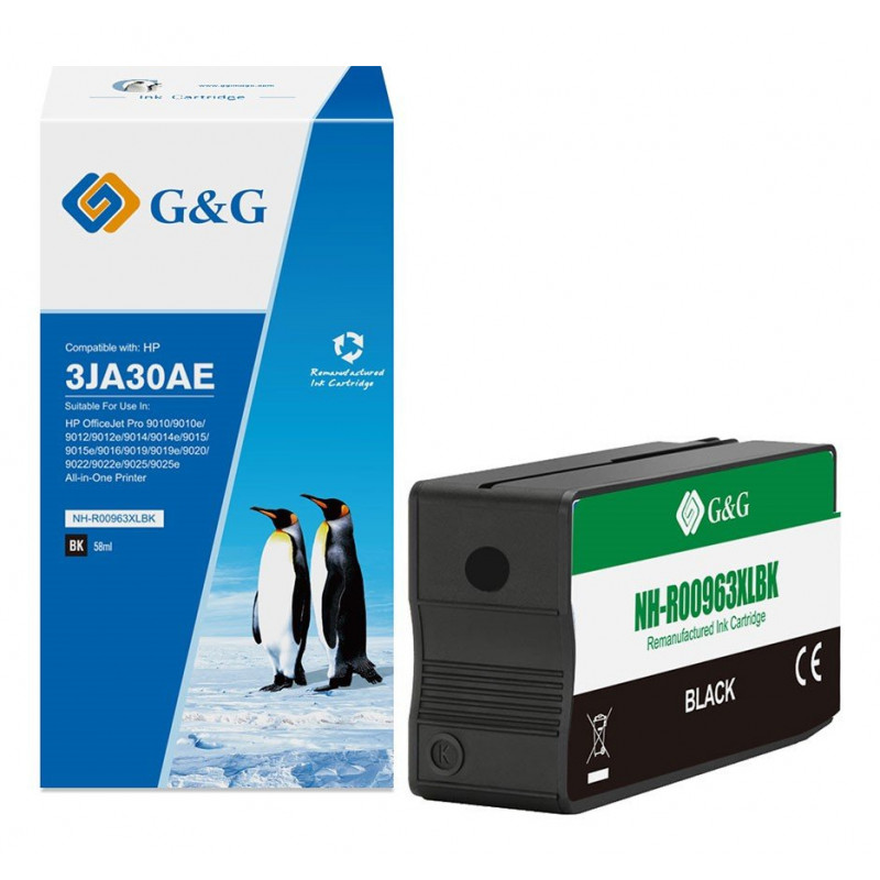 G&G suderinama rašalo kasetė, skirta HP 963XL / 3JA30AE, XL juoda (19399)