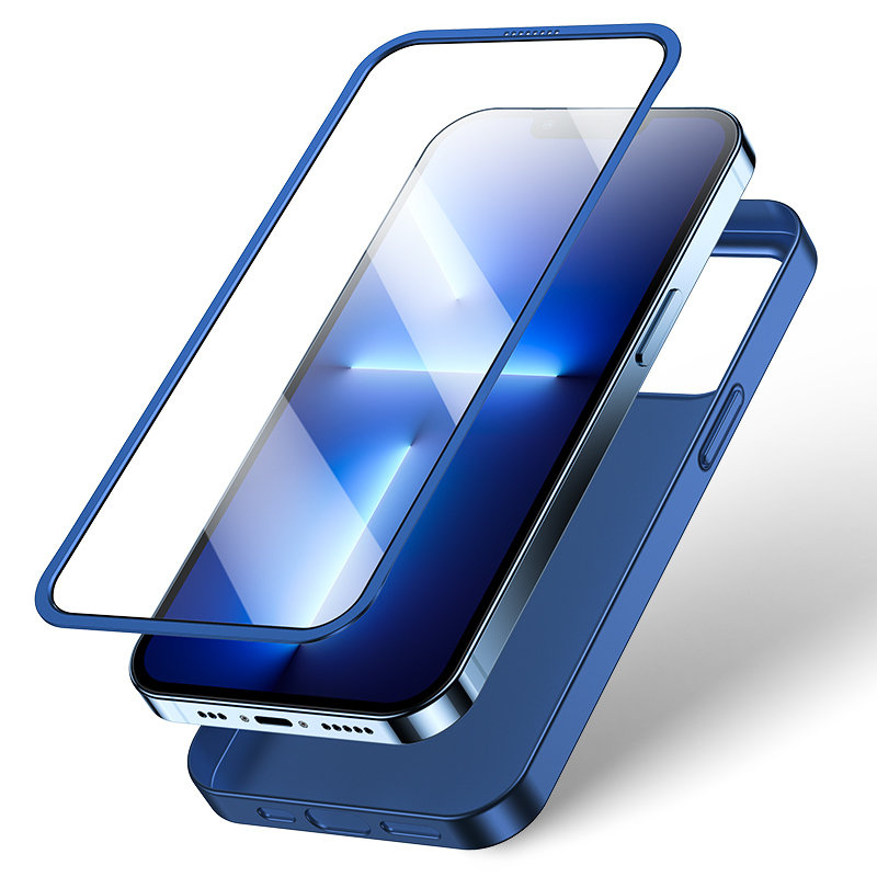 Joyroom 360 viso korpuso dėklas + grūdintas stiklas Apple iPhone 13 Pro Max, JR-BP928, mėlynas
