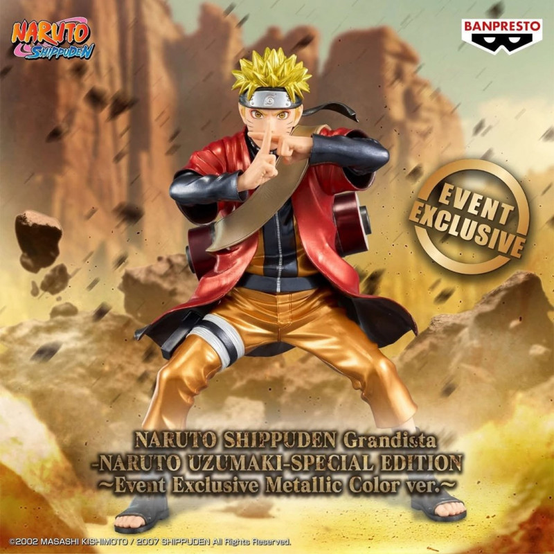 Bandai Banpresto Event Exclusive Grandista Naruto - Naruto Uzumaki Metallic Color kolekcionuojama figūrėlė