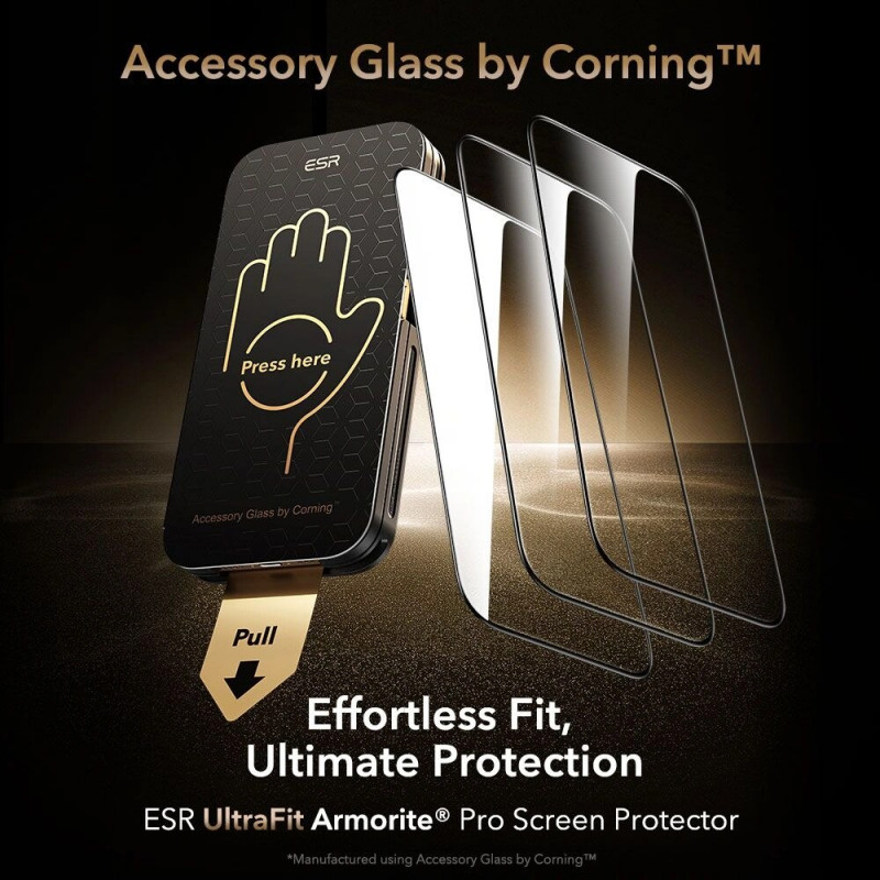 ESR UltraFit Armorite Pro grūdintas stiklas su Glass by Corning, skirta Apple iPhone 17 Pro Max, ESR928