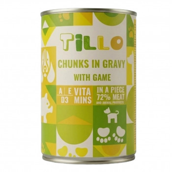 TILLO šunų konservai Chunks in gravy Game, 415 g