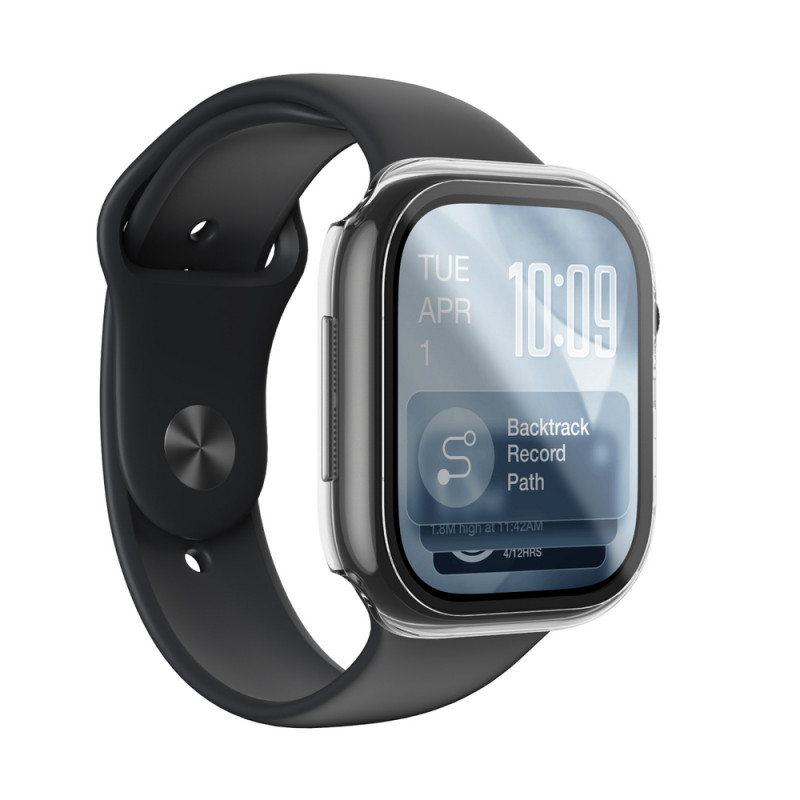 AmazingThing Radix FullGuard stiklo ekrano apsauga su dėklu, skirta Apple Watch Series 11 46 mm, permatoma