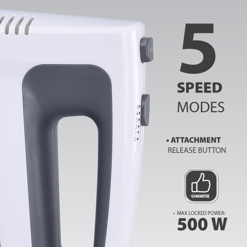 MAESTRO MR-502 rankinis plaktuvas, 500 W, baltas/juodas