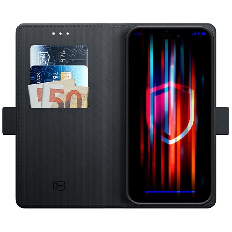 3MK Wallet Case dėklas-su pinigine, skirtas Apple iPhone 14 Pro Max, juodas