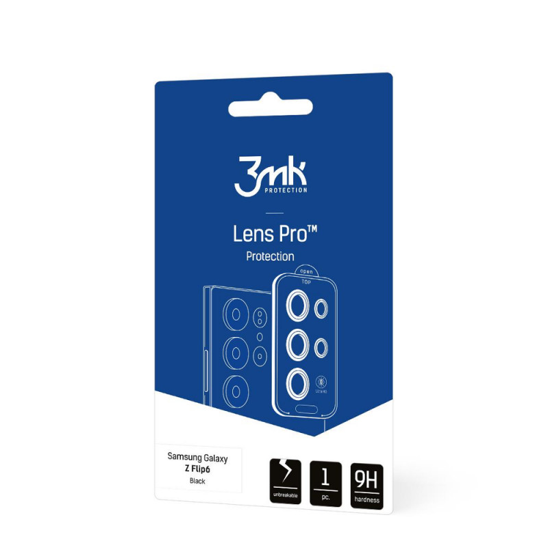 3MK Lens Protection Pro fotoaparato objektyvo grūdintas stiklas Samsung Galaxy Z Flip 6, juodas