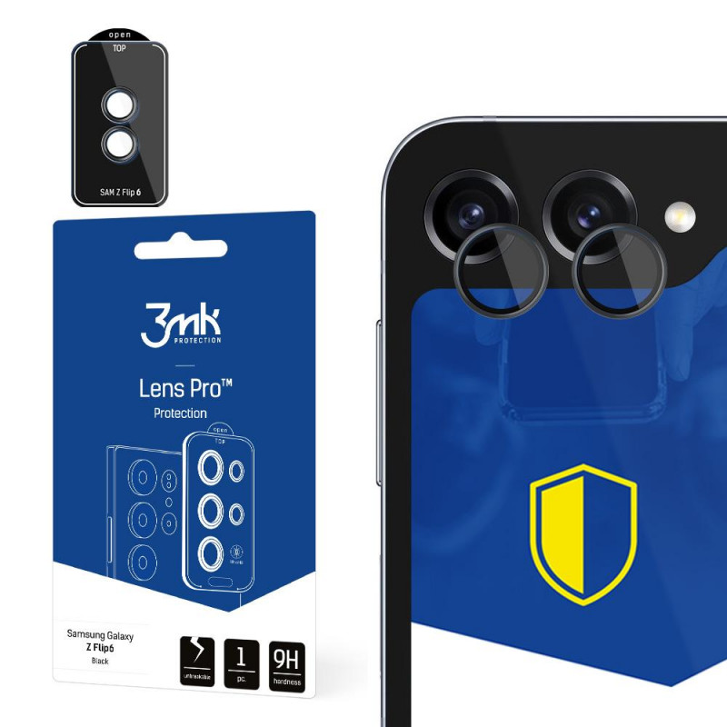 3MK Lens Protection Pro fotoaparato objektyvo grūdintas stiklas Samsung Galaxy Z Flip 6, juodas