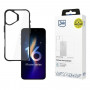 3mk Satin Armor Case+ skirtas Apple iPhone 16 Plus, permatomas su juodu rėmeliu