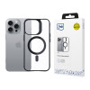 3mk Satin Armor MagCase su MagSafe, skirta Apple iPhone 16 Pro, permatomas su juodu rėmeliu