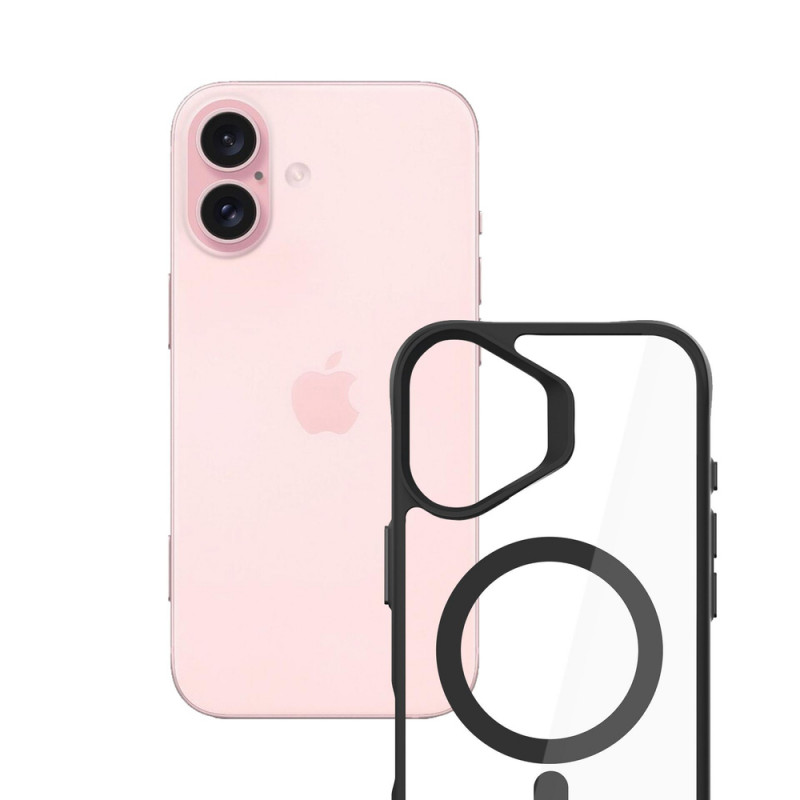 3mk Satin Armor MagCase su MagSafe, skirtas Apple iPhone 16 (W-3SAMaCa-AiP16-0), permatomas su juodu rėmeliu