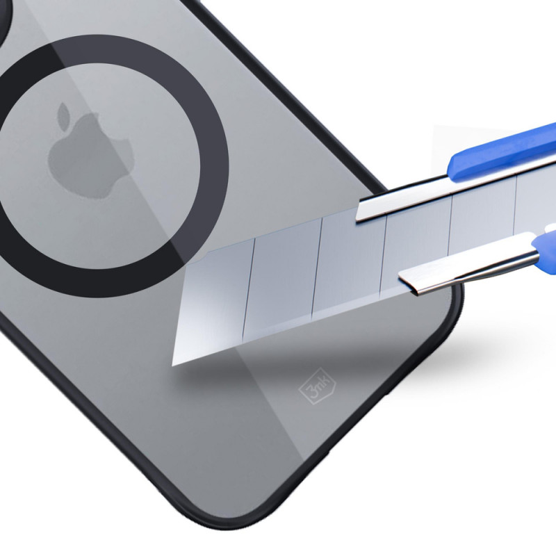 3mk Satin Armor MagCase su MagSafe, skirta Apple iPhone 16 Pro Max (W-3SAMaCa-AiP16PM-0), permatomas su juodu rėmeliu