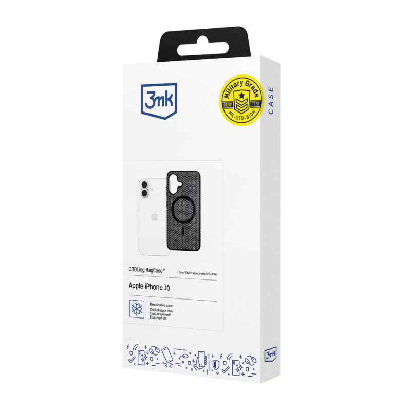 3mk COOLing MagCase, skirta Apple iPhone 16, juodas