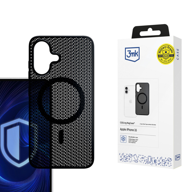 3mk COOLing MagCase, skirta Apple iPhone 16 Plus, juodas