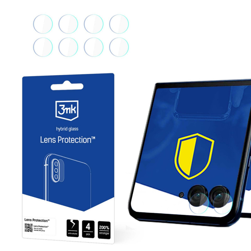 3mk Lens Protect hibridinio stiklo fotoaparato objektyvo apsauga, skirta Motorola Razr 50 (priekiniam), 4 vnt.