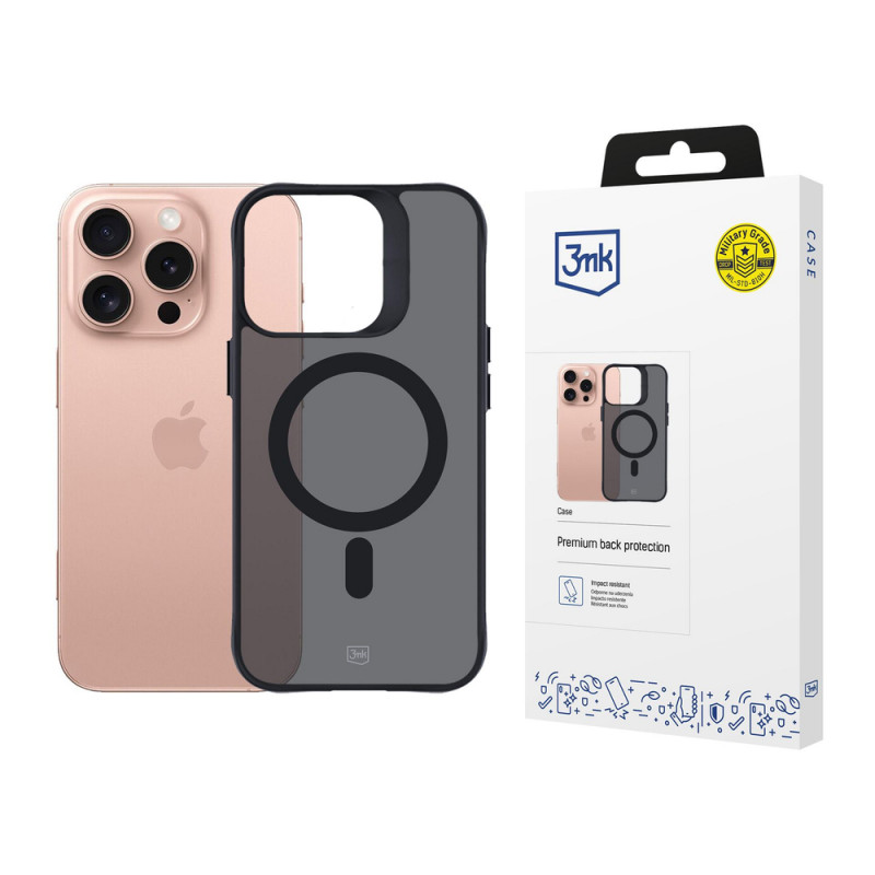 3mk Smoke MagCase su MagSafe, skirta Apple iPhone 16 Pro, pusiau permatomas