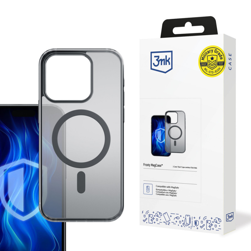 3MK Frosty MagCase dėklas, skirtas Apple iPhone 16 Pro Max, juodas