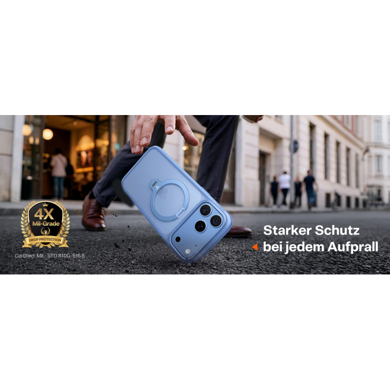 TORRAS Ostand Q3 Spin dėklas, skirtas Apple iPhone 18 Pro Max / 17 Pro Max, MagSafe, mėlynas