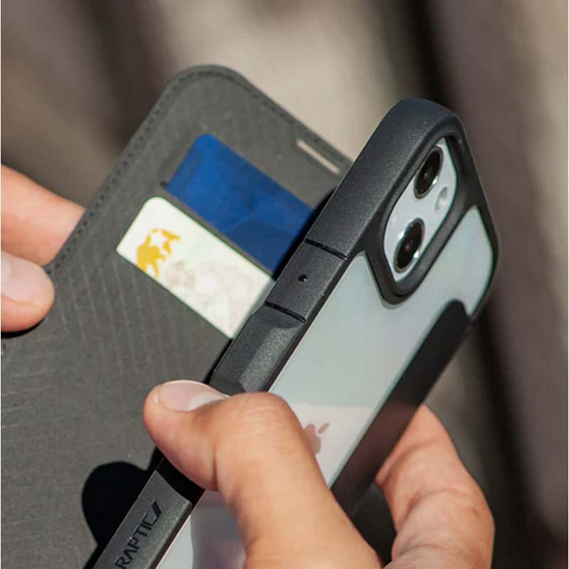 X-Doria Raptic Urban Folio dėklas, skirtas Apple iPhone 14 Plus / 15 Plus, juodas