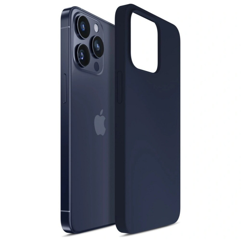 3MK silikoninis dėklas, skirtas Apple iPhone 16 Pro, tamsiai mėlynas